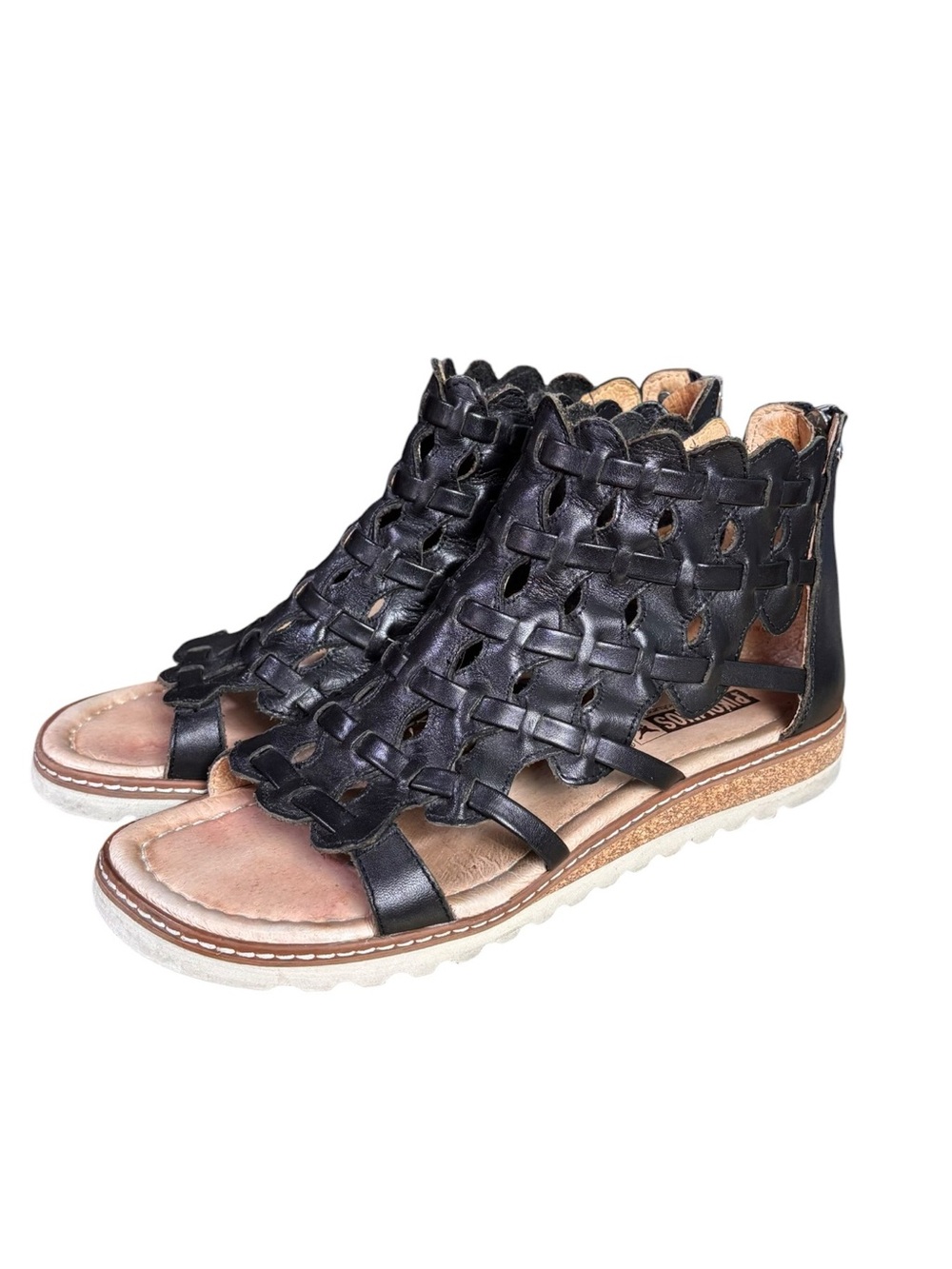 PIKOLINOS Alcudia W1L-8845 Black Woven Leather Gladiator Sandals EU 36/US 5.5-6